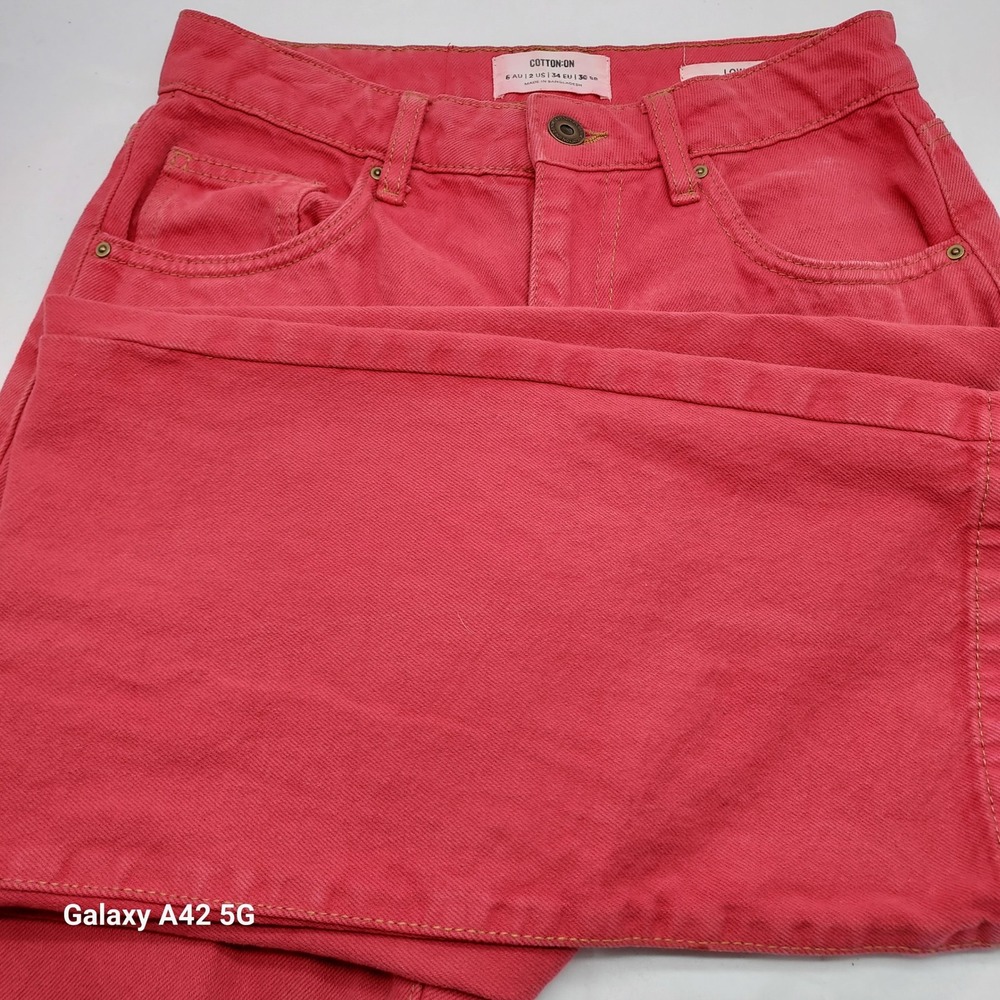 Cotton On Low Rise Straight Jean Coral‎ Pink Denim Womens Size 2 US 6 AU